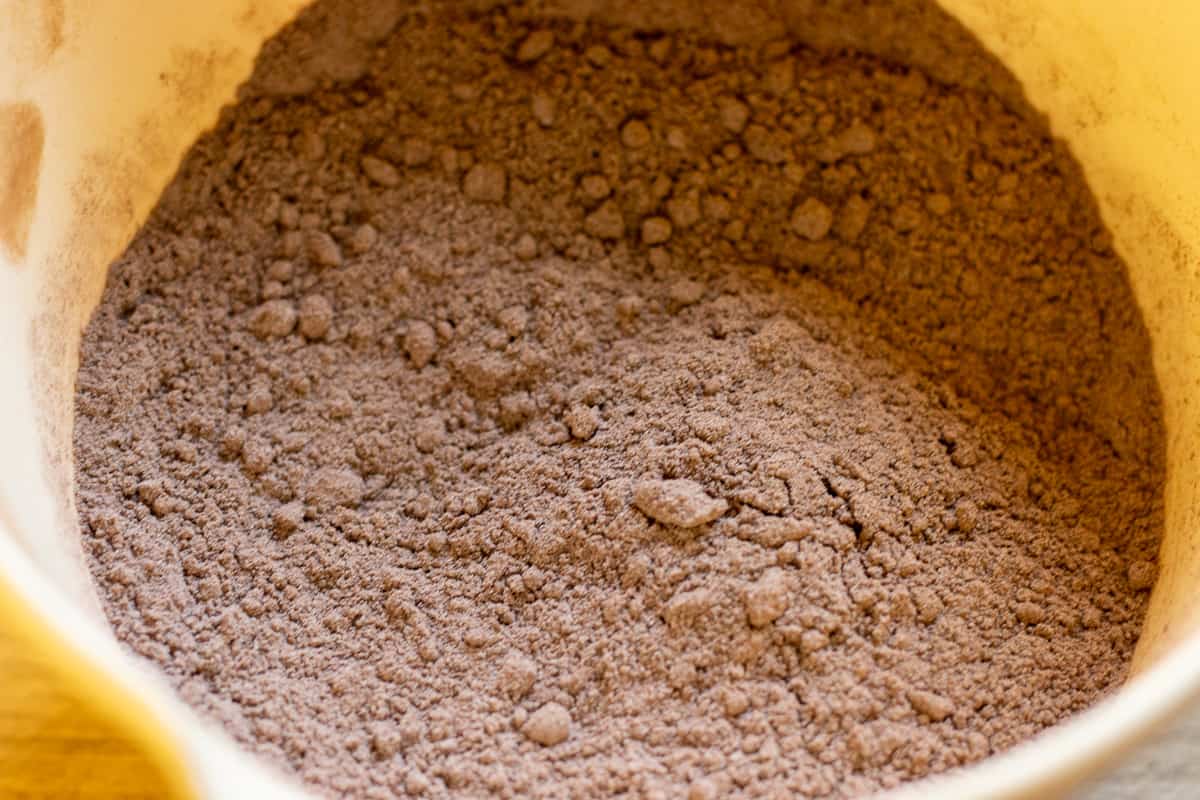 dry ingredients are mixed in a bowl