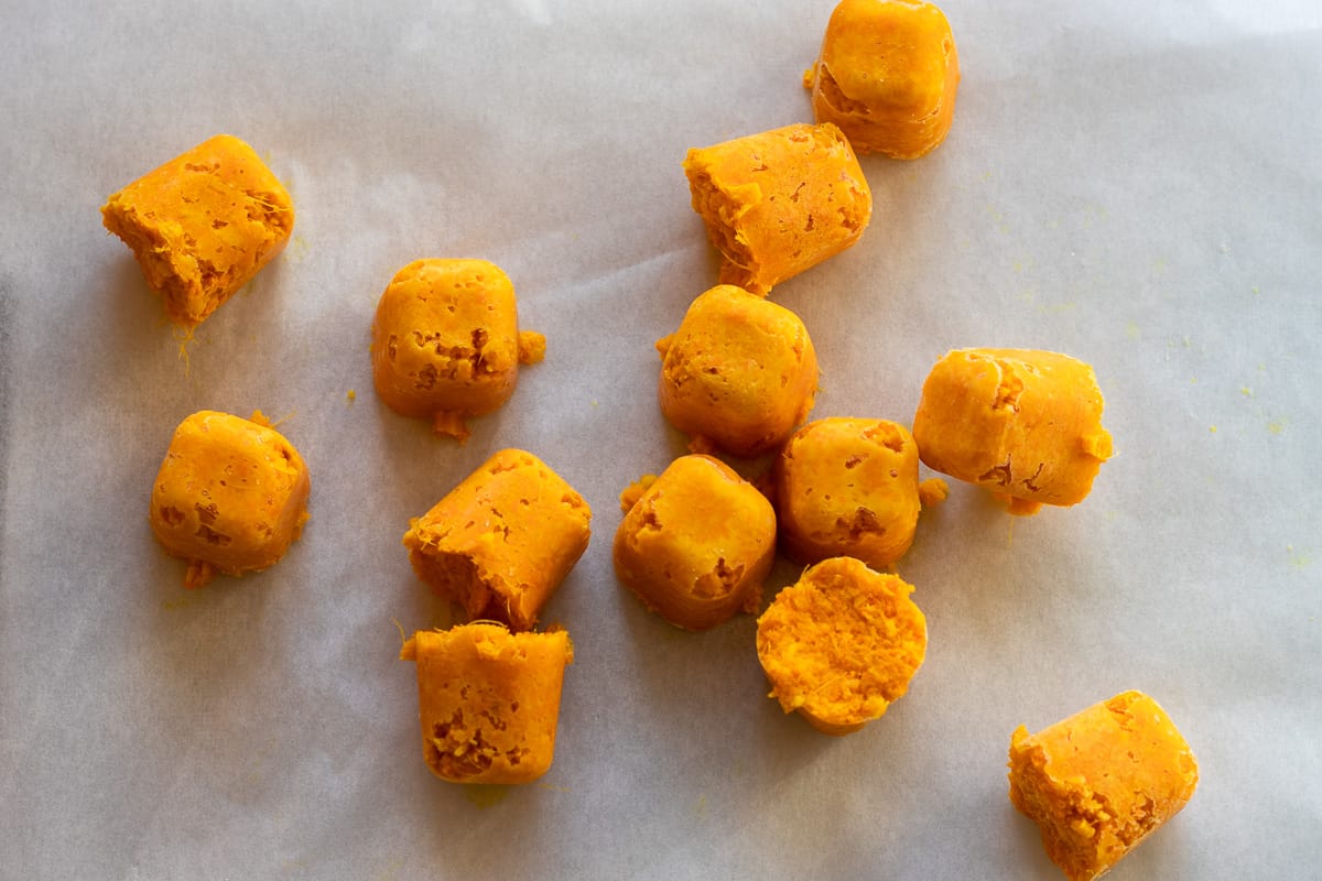 frozen garlic ginger paste in ice cube tray