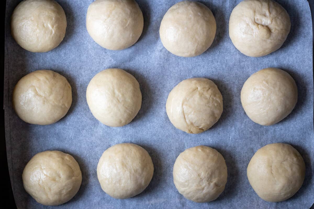 Round shaped pogaca placed on a tray