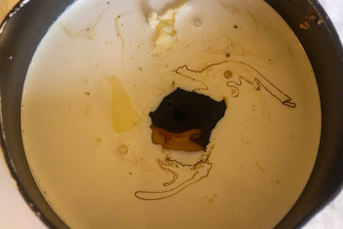 the ingredients for the sauce are placed in a pan