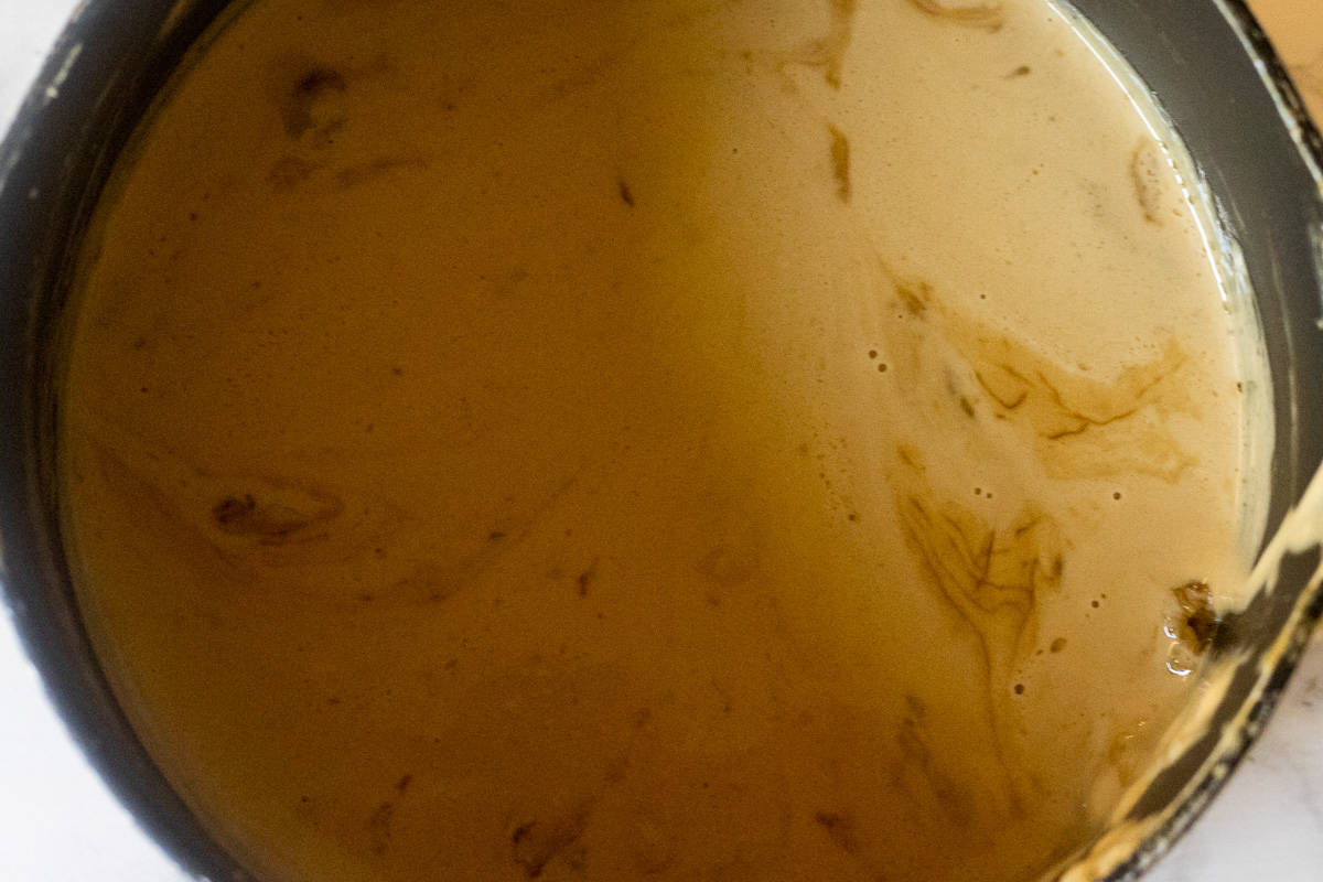 the sauce is gently simmered for 2 minutes