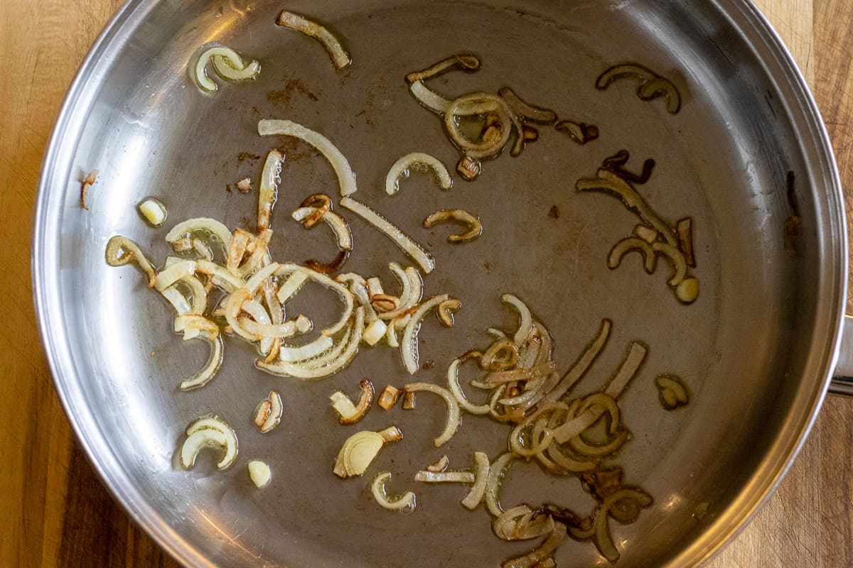sautéing the shallots with olive oil