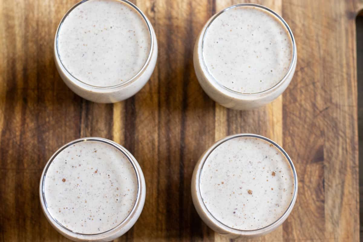 the mixture is divided into 4 Individual bowls