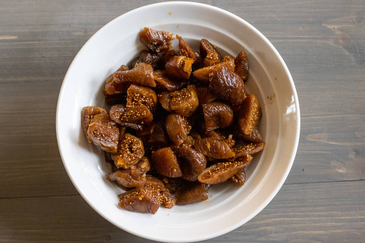 dried figs are chopped into small bites