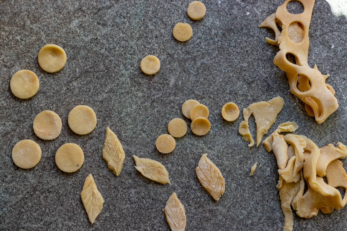 pastry trimmings shaped for decoration