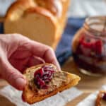 chicken liver pate served on a slice of brioche