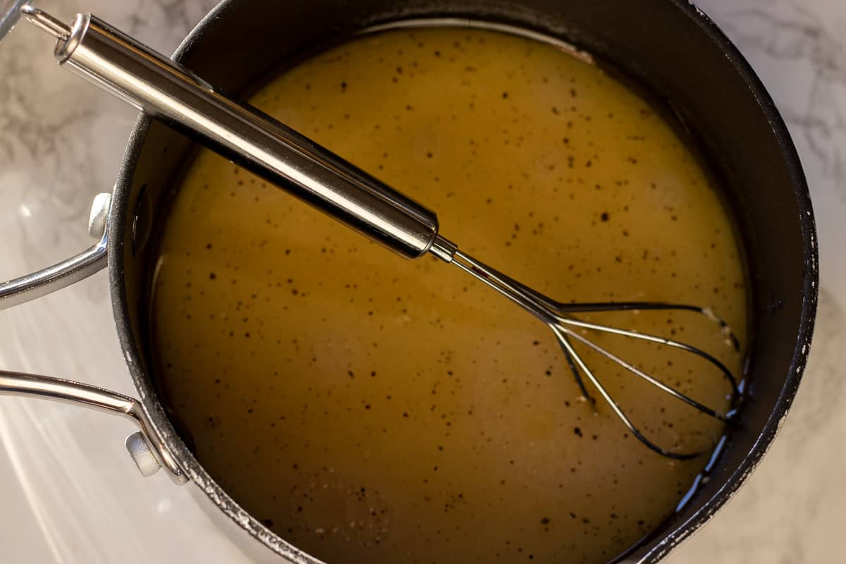 all the sauce ingredients are placed in a saucepan