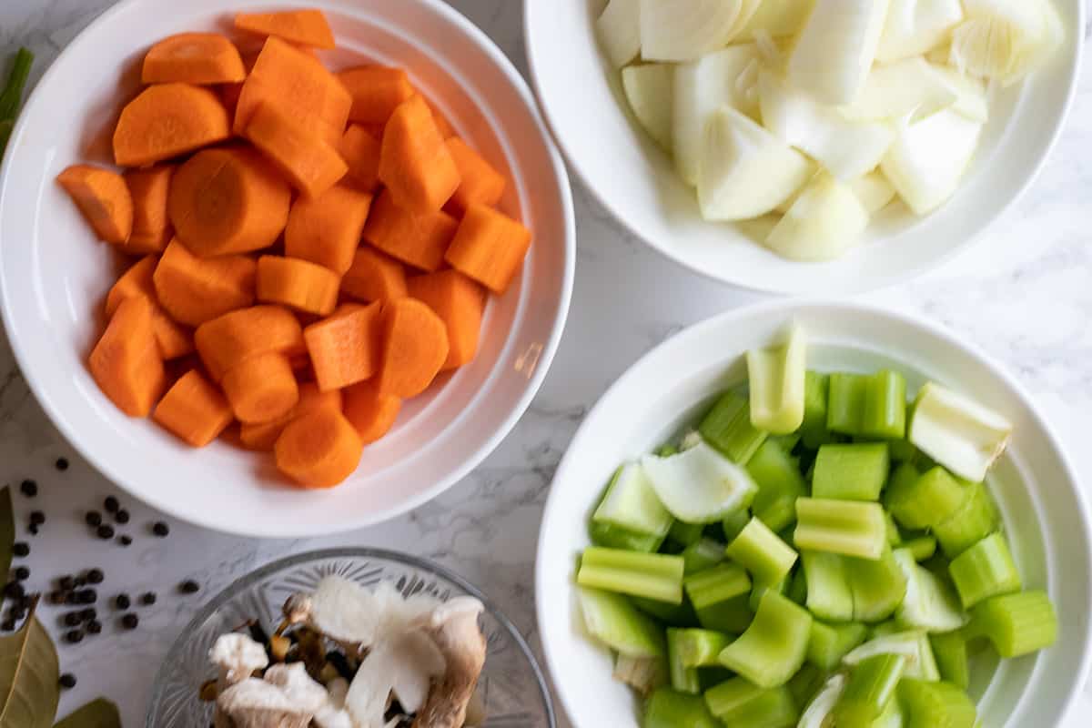 vegetables prepared for stock