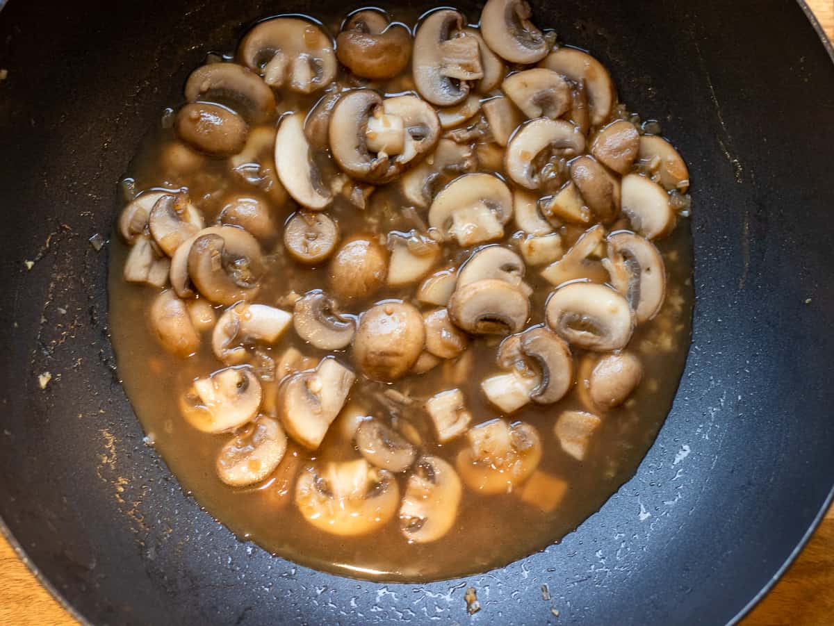 add the brandy and cook until it evaporates