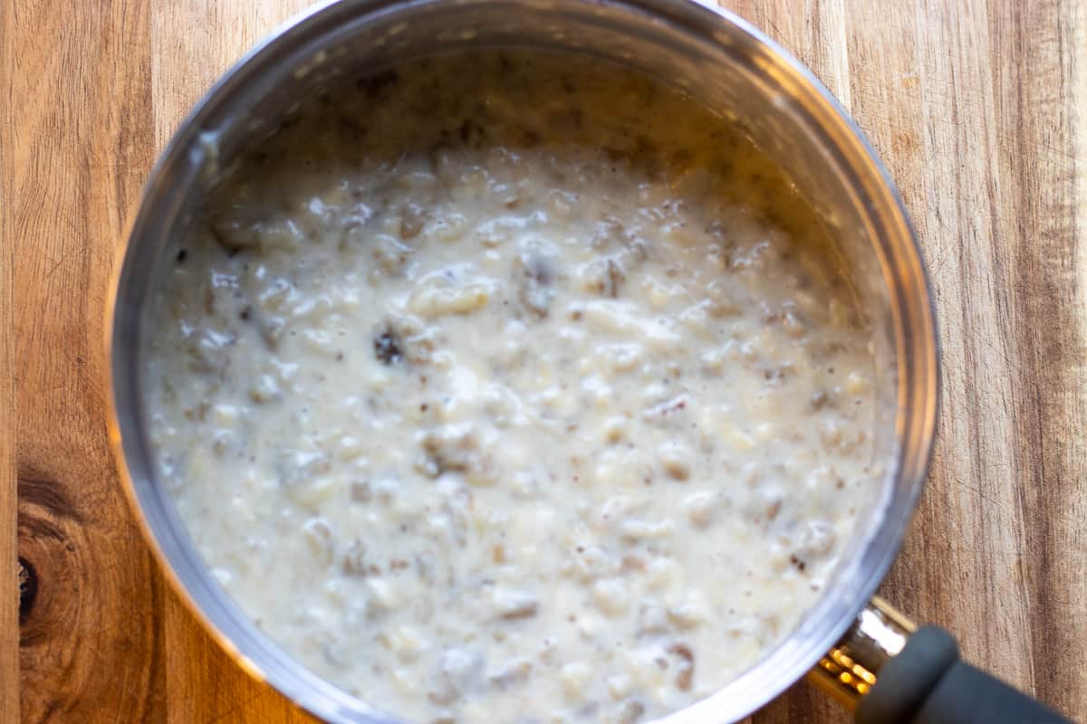 the aubergine purée is nicely mixed until all combined