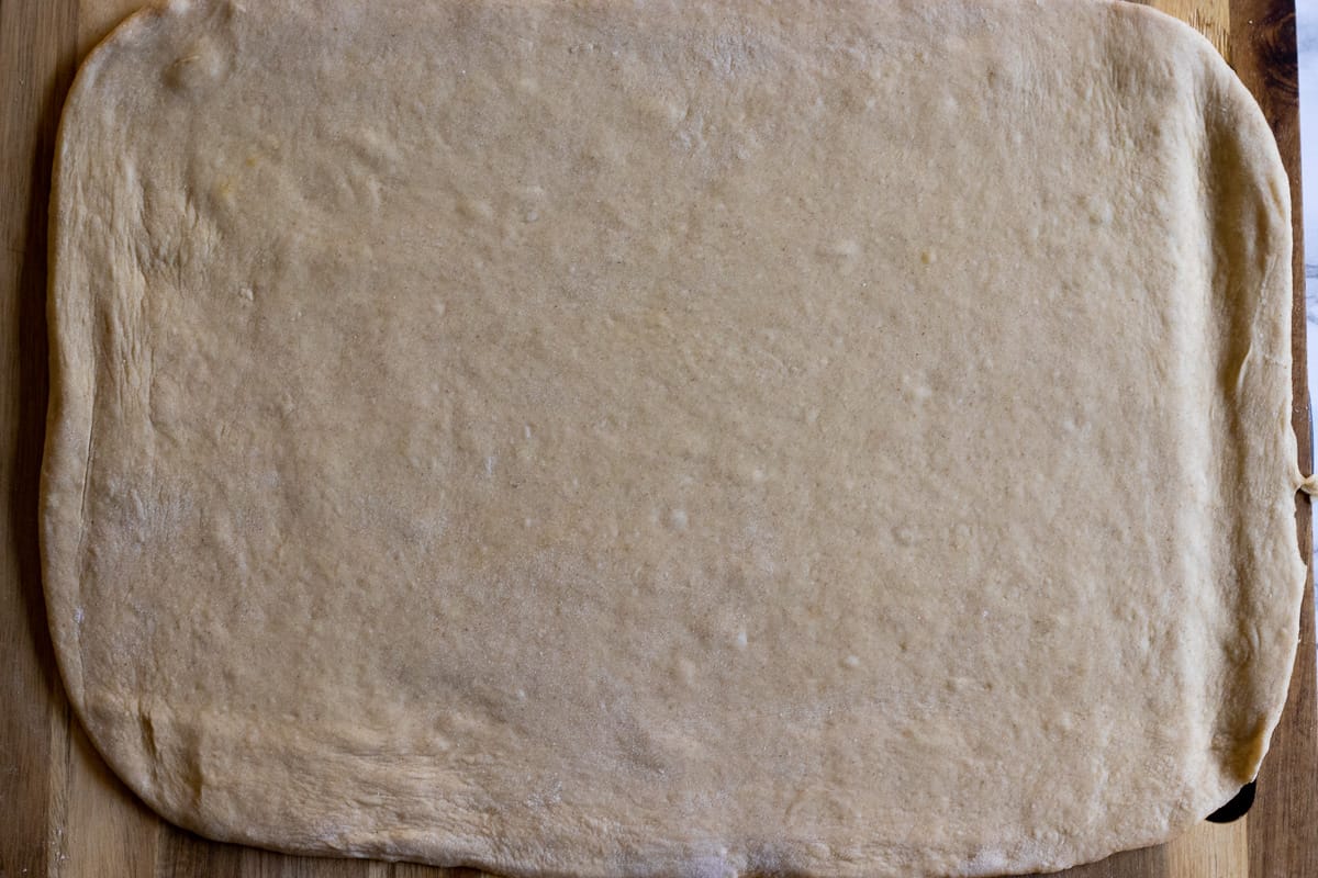 one dough ball is shaped into a rectangular