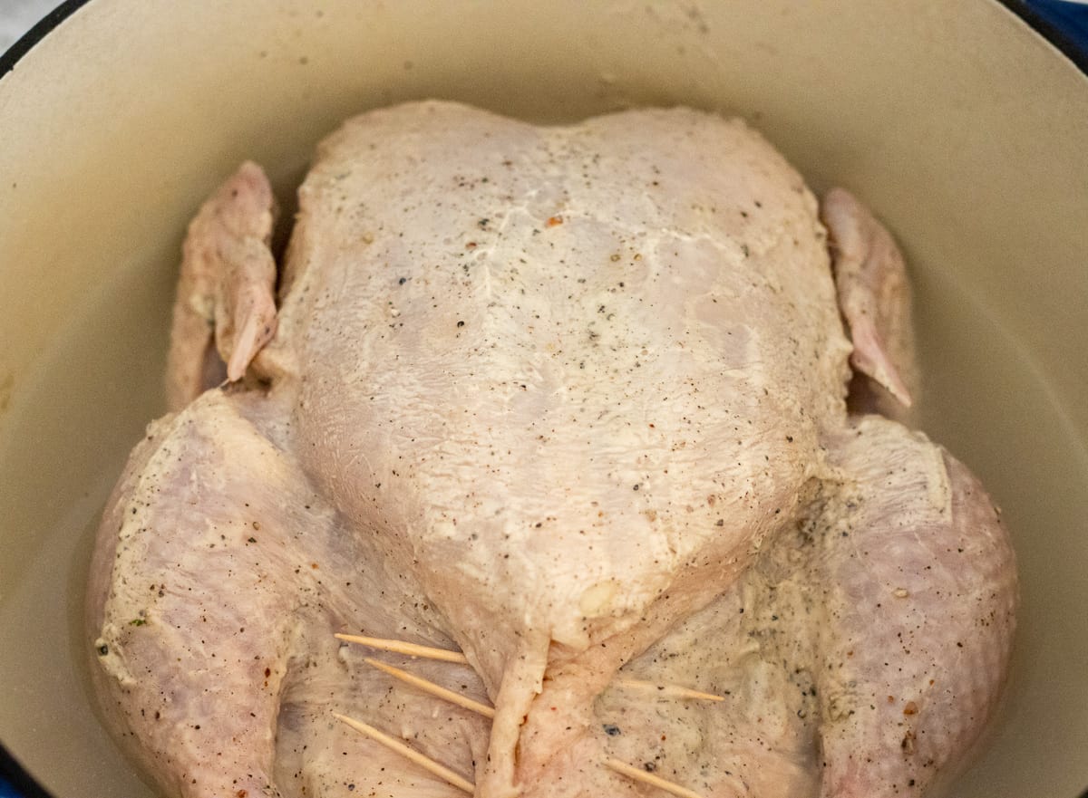 rice stuffed chicken ready to cook