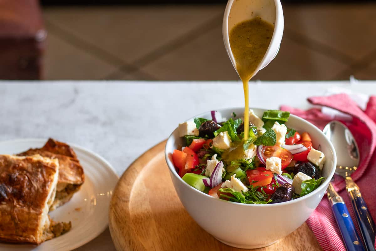 add the dressing to salad