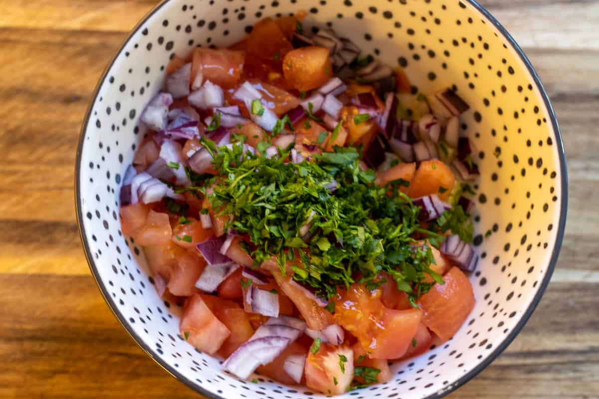 chopped parsley is added to the vegetables