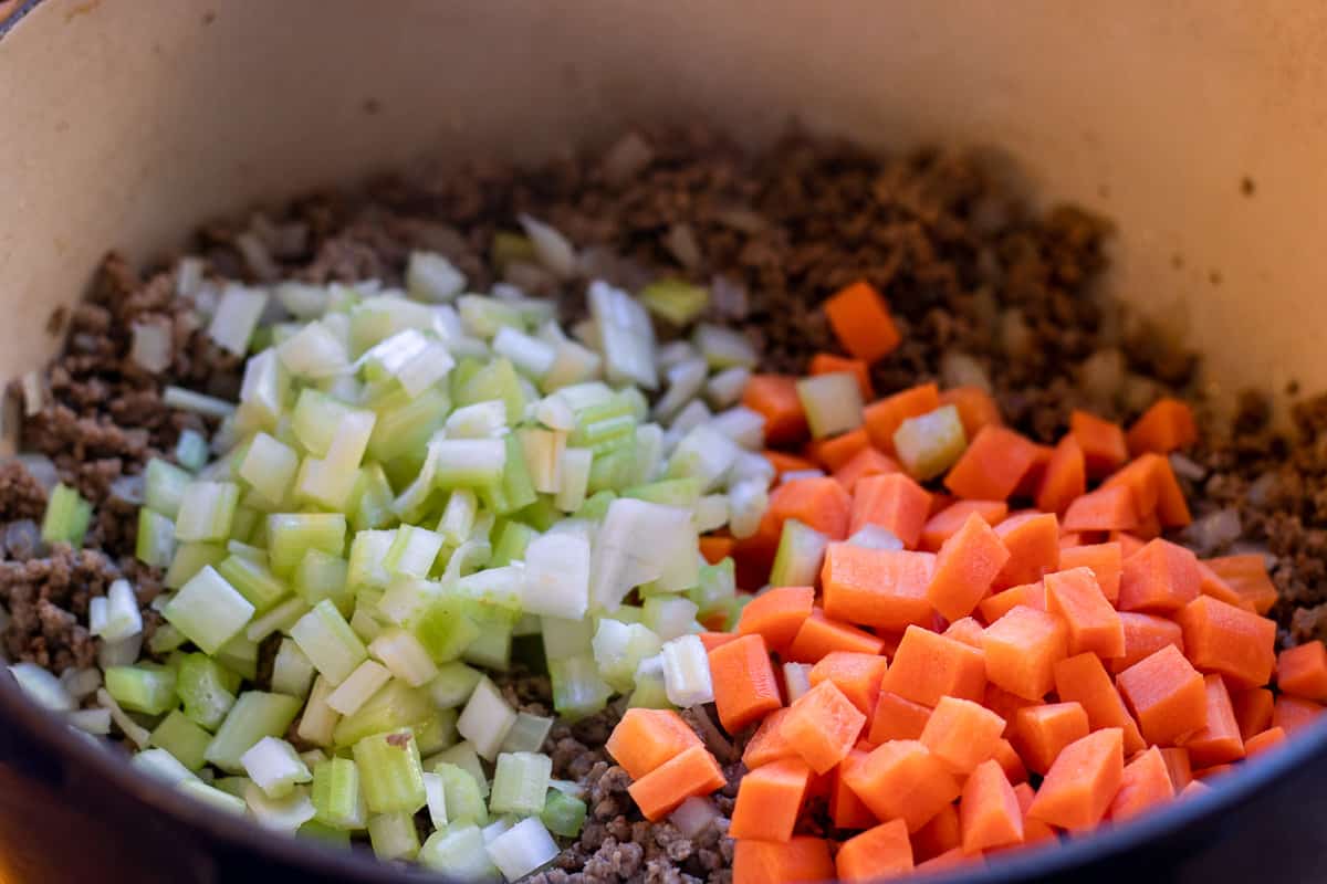 Sautéing celery and carrots