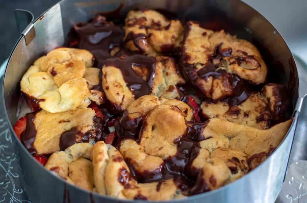 Chocolate dipped choux pastries