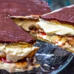 a slice of eclair cake(ekpa pasta)