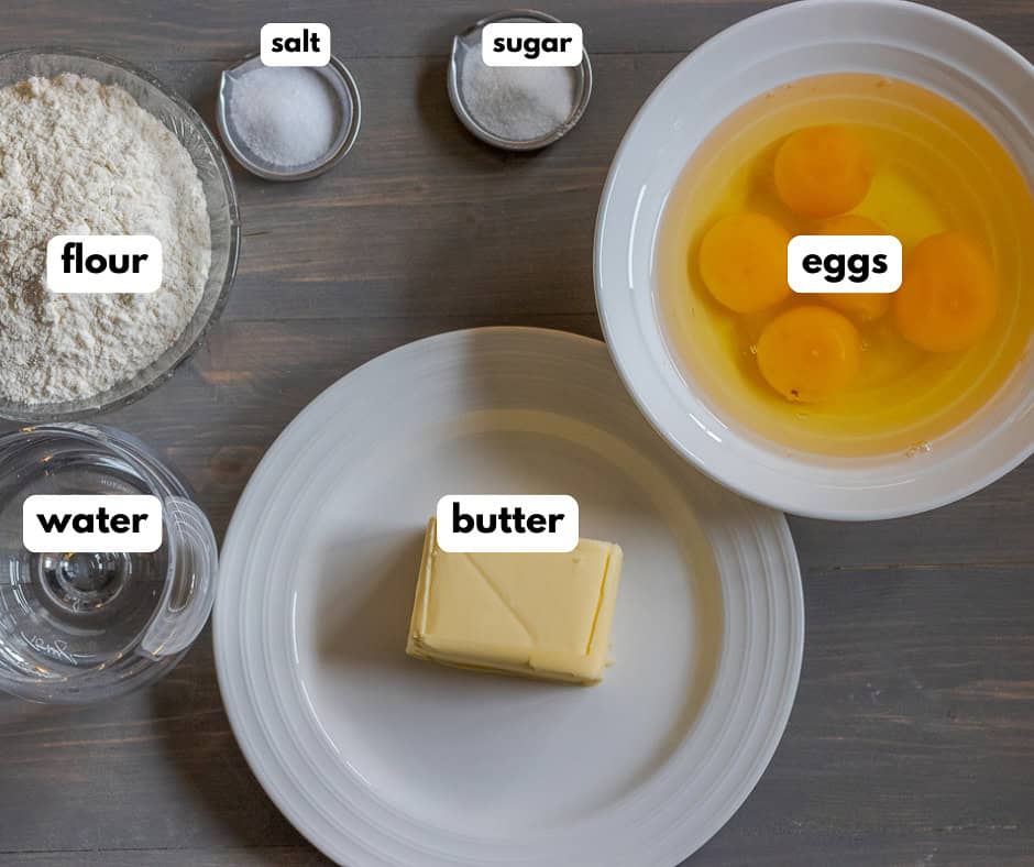 labelled picture of ingredients for ekpa cake