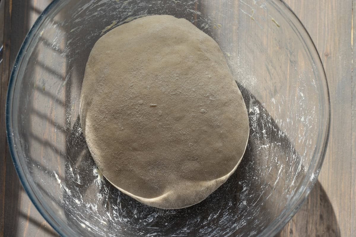 The dough is soft and smooth after kneading for a few minutes.