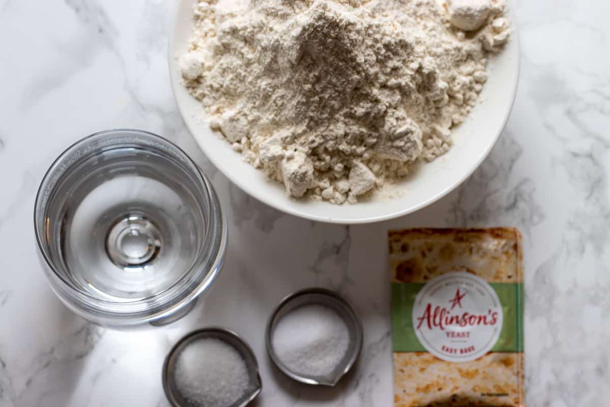 Ingredients needed for making Greek pita bread