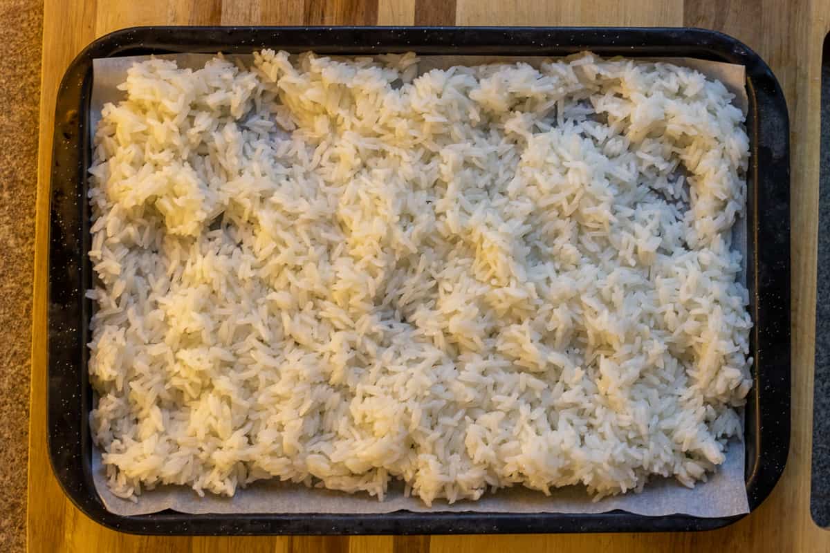 spread the rice to cool it down quicker