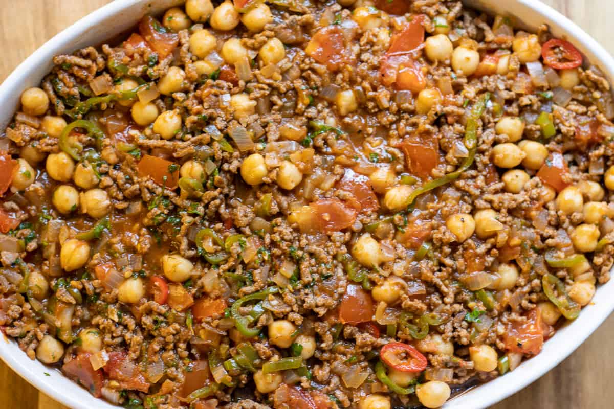 top the aubergines with the rest of the sauce