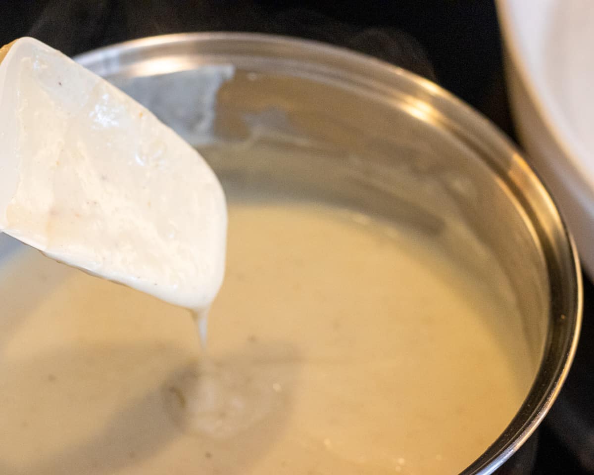 cheese sauce ready for cheesy baked cauliflower