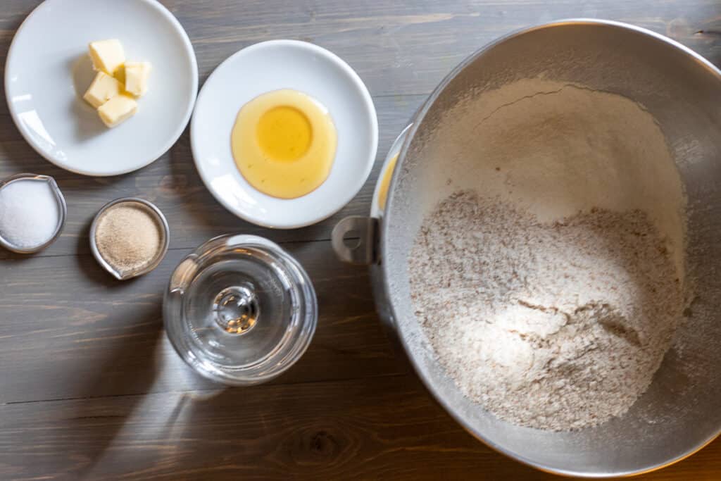 Ingredients for homemade toast bread