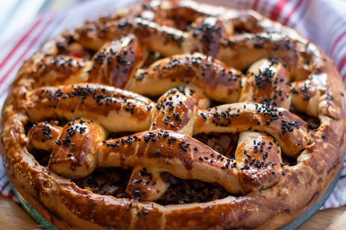 freshly baked minced beef pie