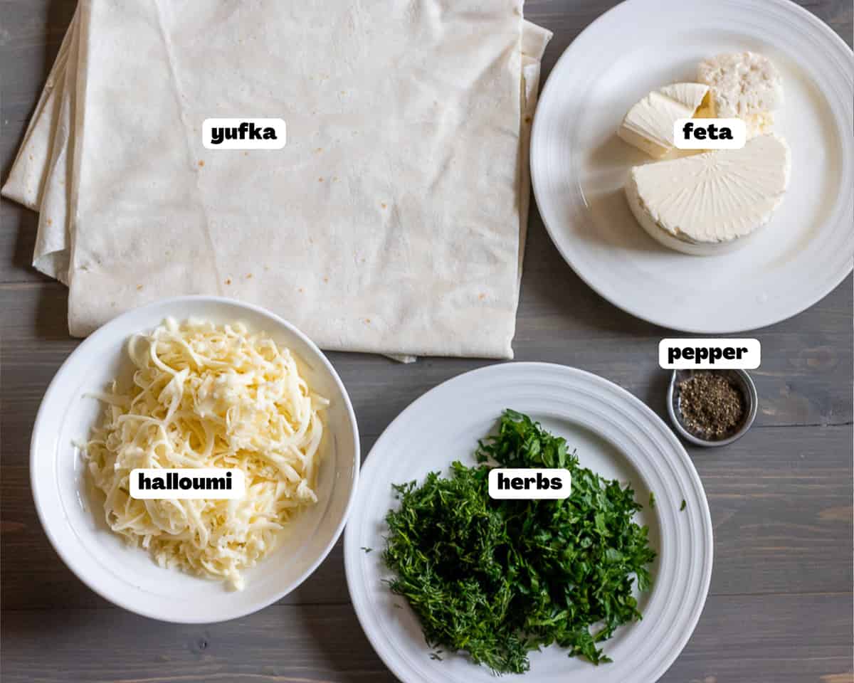 Labelled picture of ingredients for sigara Borek