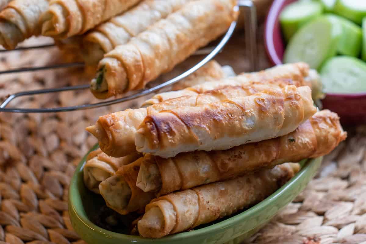 sigara boreks are served on a plate