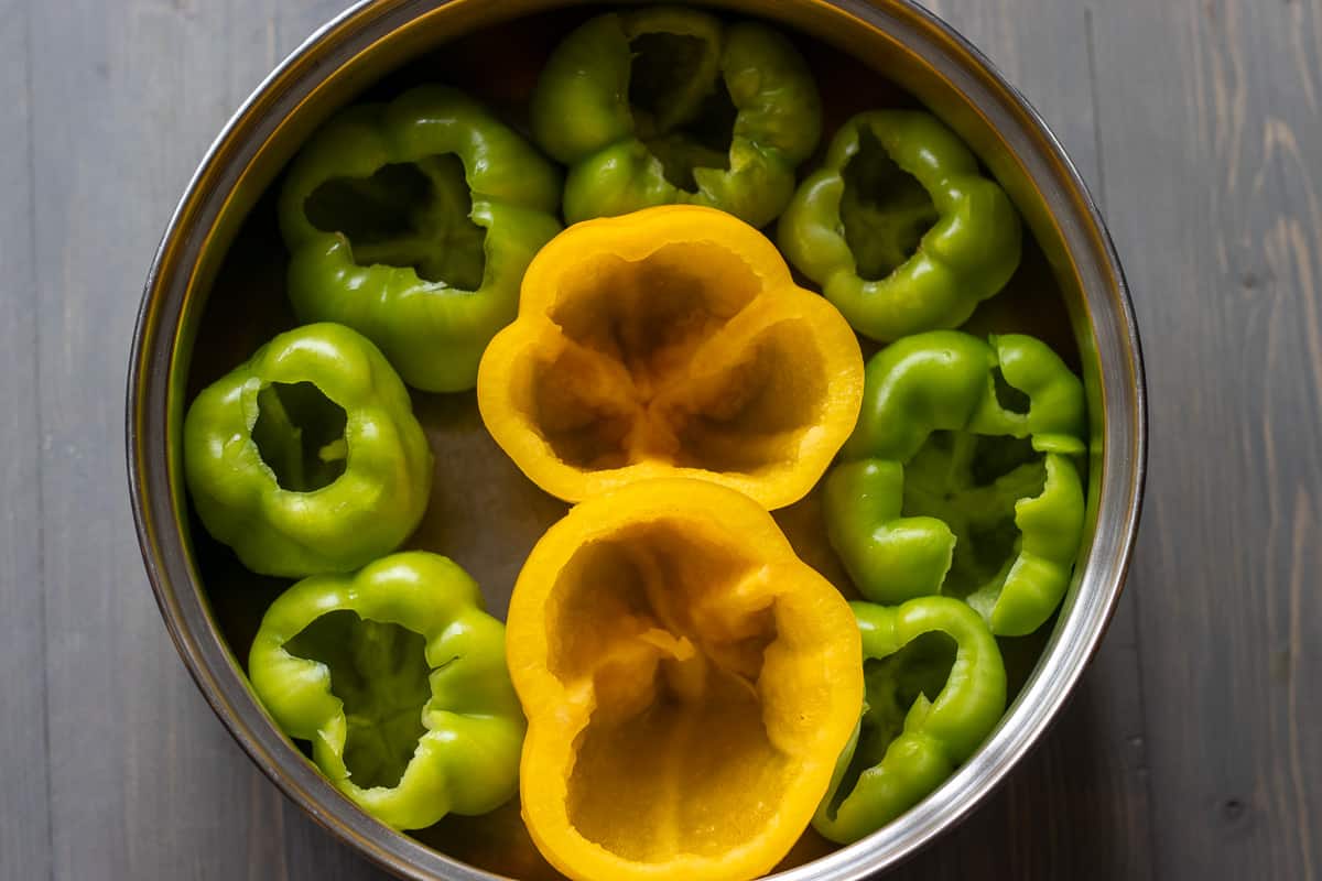 peppers are prepared for stuffing
