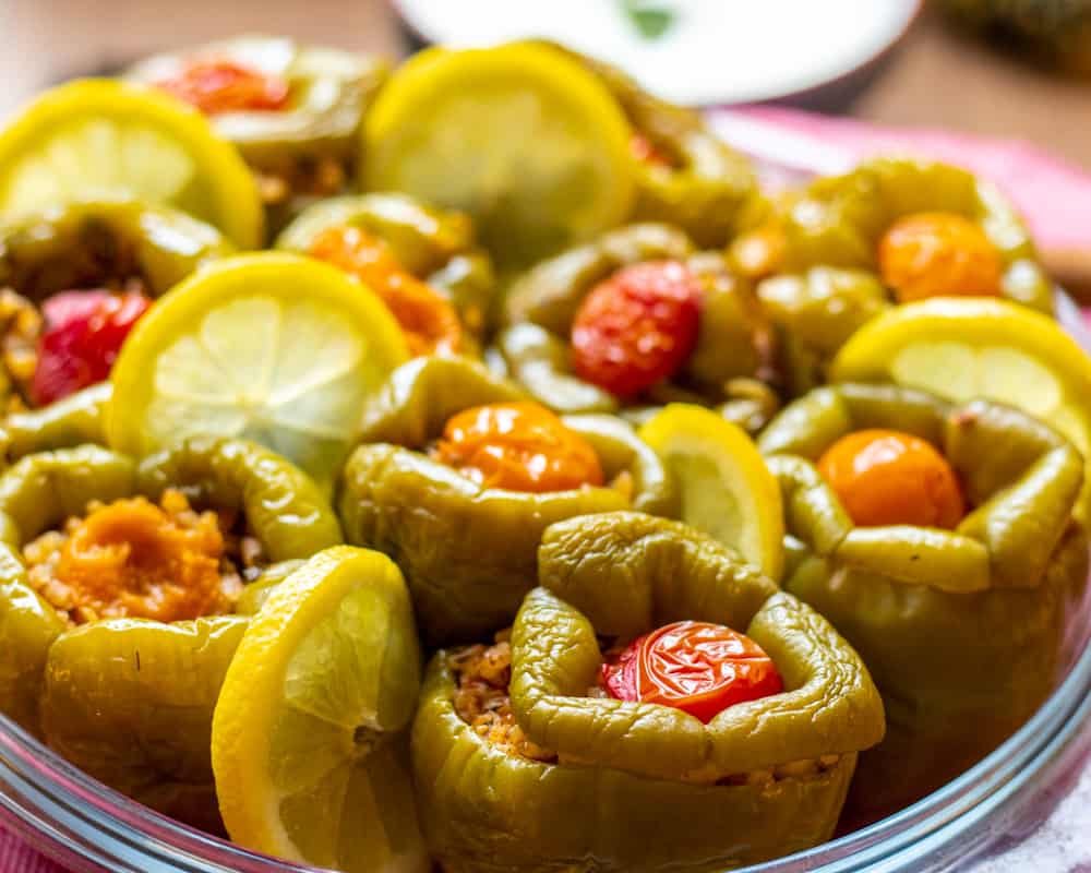 Vegetarian rice stuffed peppers