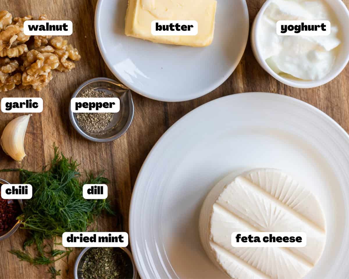 Labelled picture of ingredients for haydari