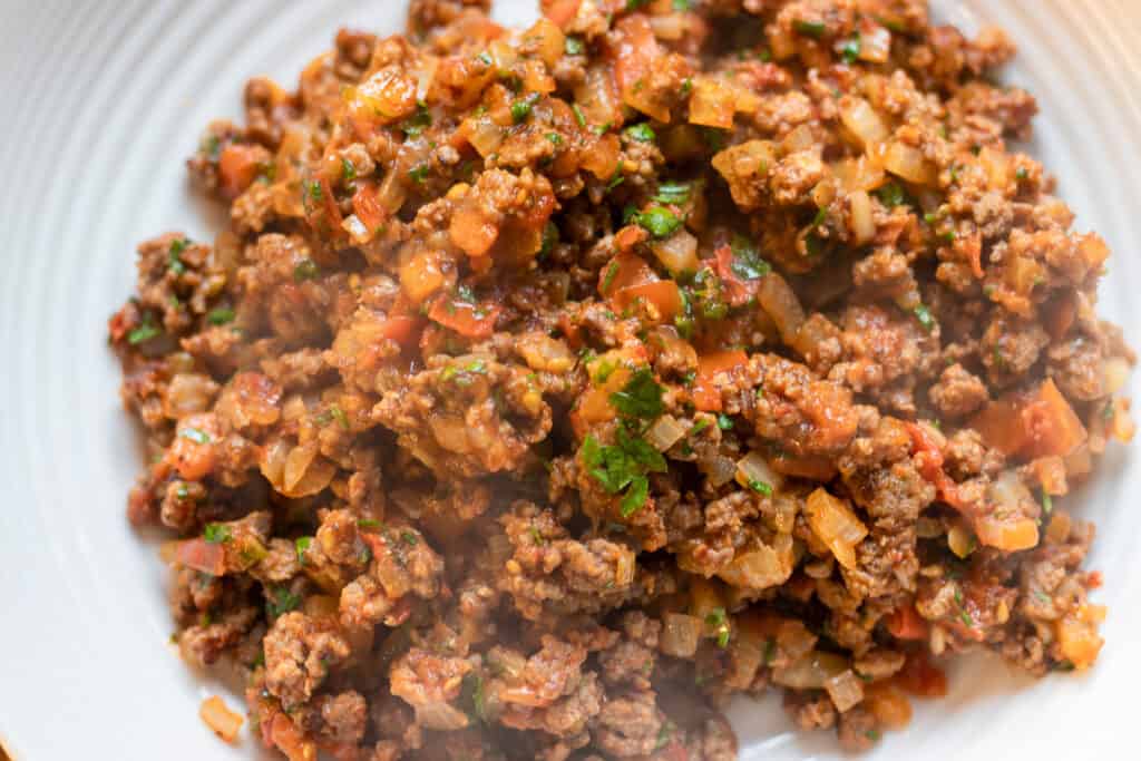 mince filling for gozleme (Turkish pancakes)