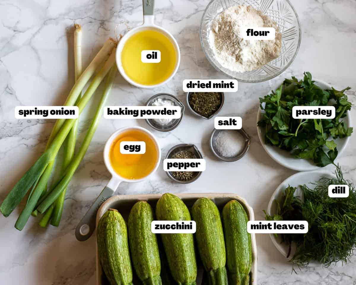 Labelled picture of ingredients for mucver