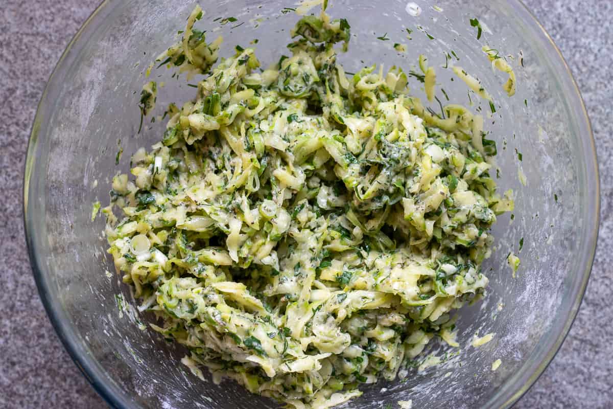 mucver - zucchini fritter mixture is ready