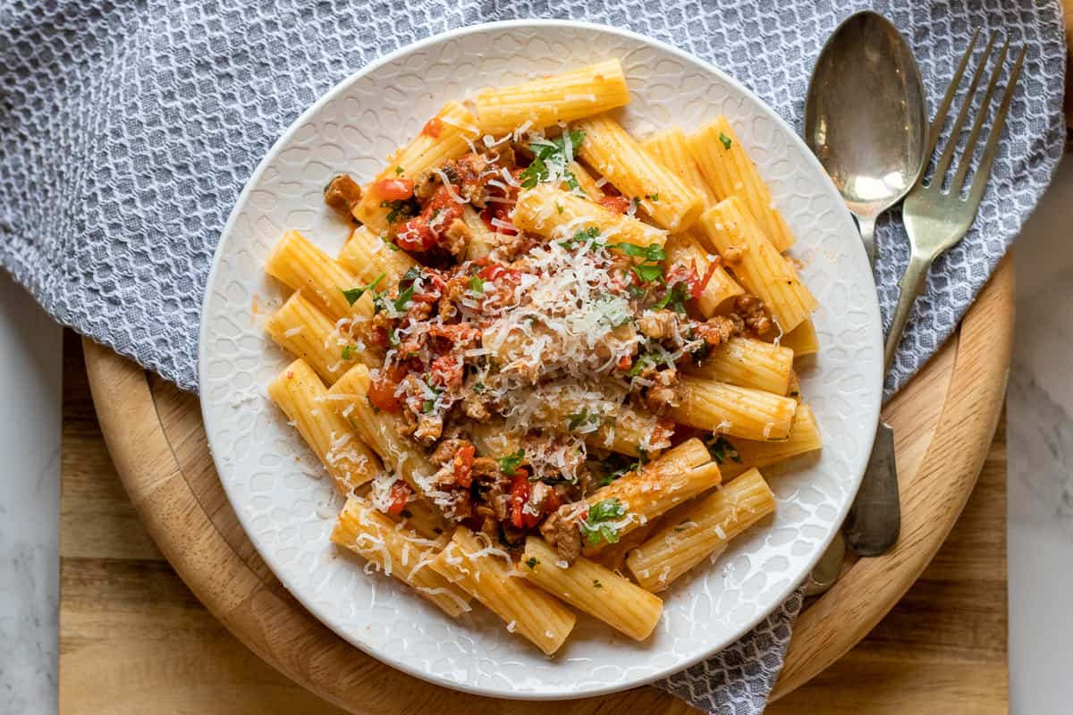 braised lamb ragu served with pasta