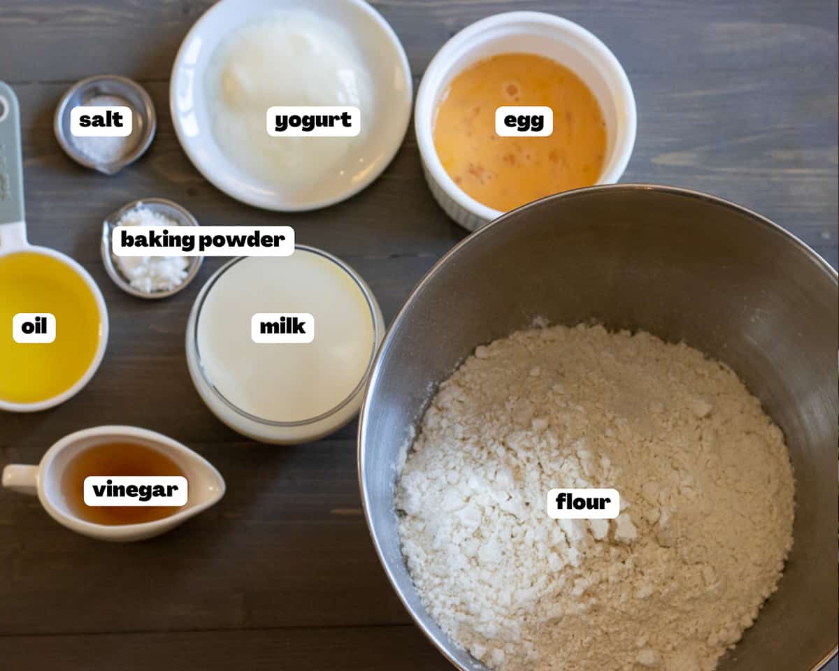 Labelled picture of ingredients for baklawa filo