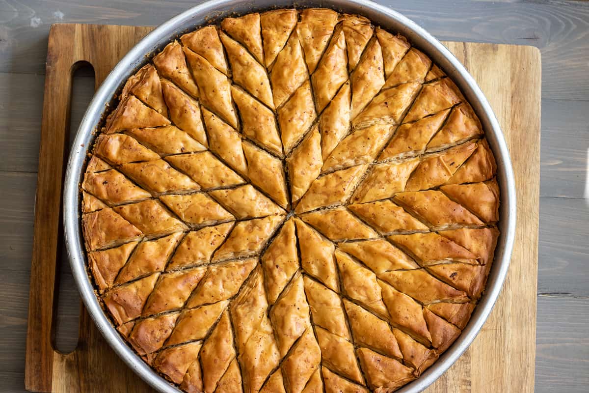baklawa is baked until golden and crispy