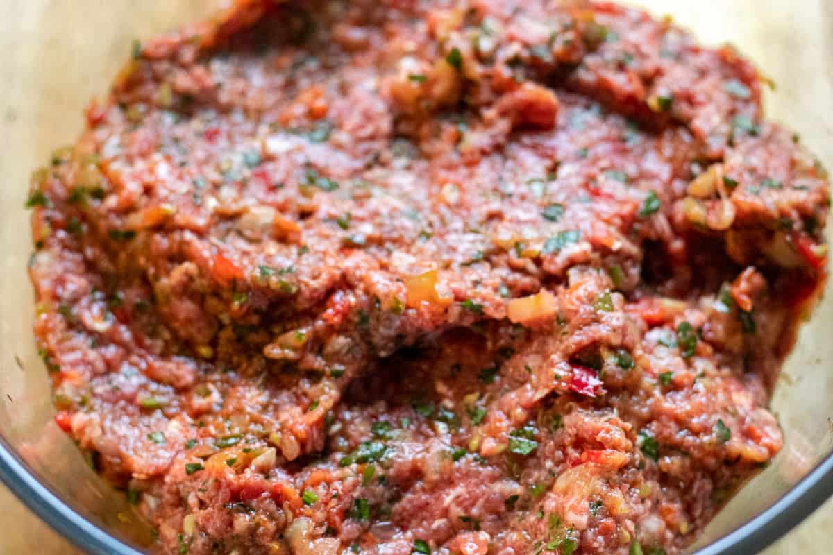 filling is ready for Kiymali Pide