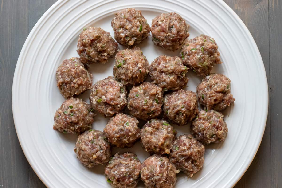 kofta mixture is shaped into small balls