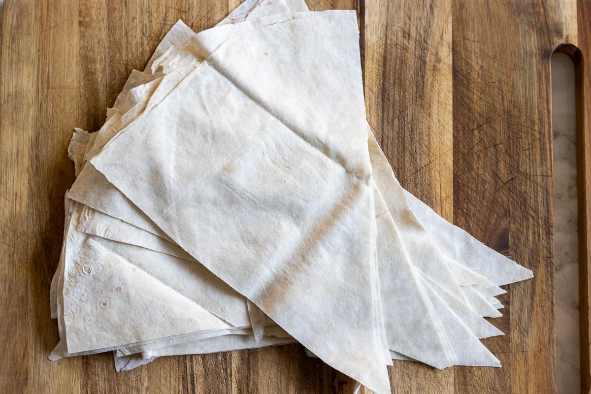 yufka sheets are cut into triangles