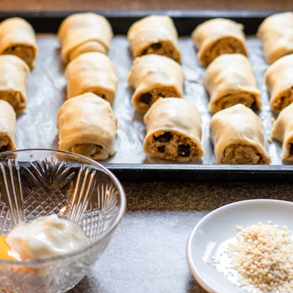 Place the pastries on a tray