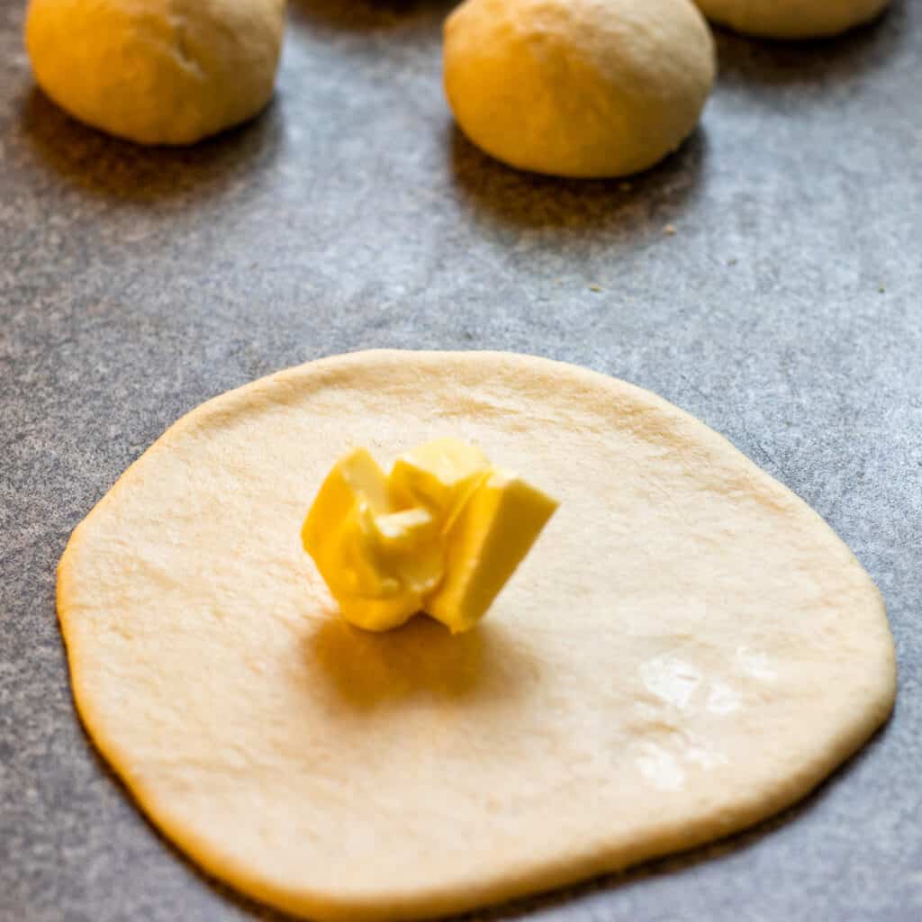 Spread softened butter on the pastry