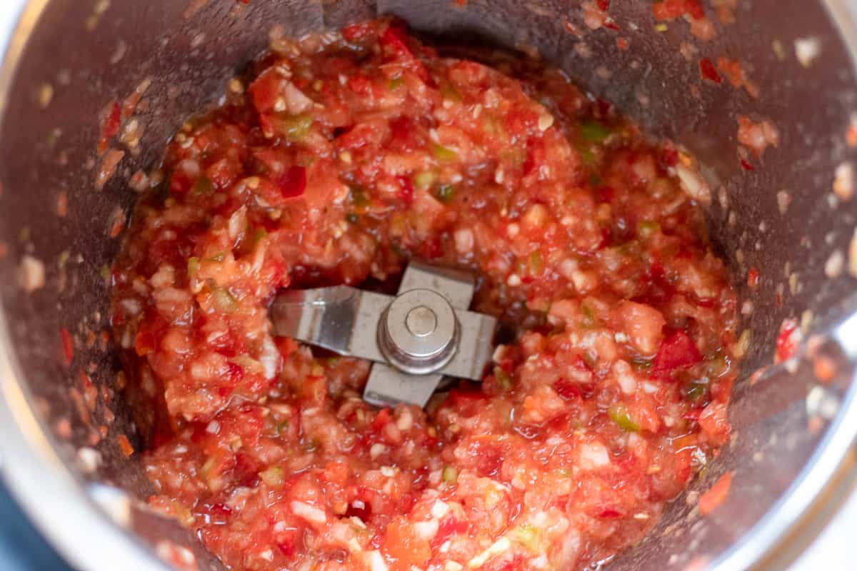 vegetables are blitzed in a food processo