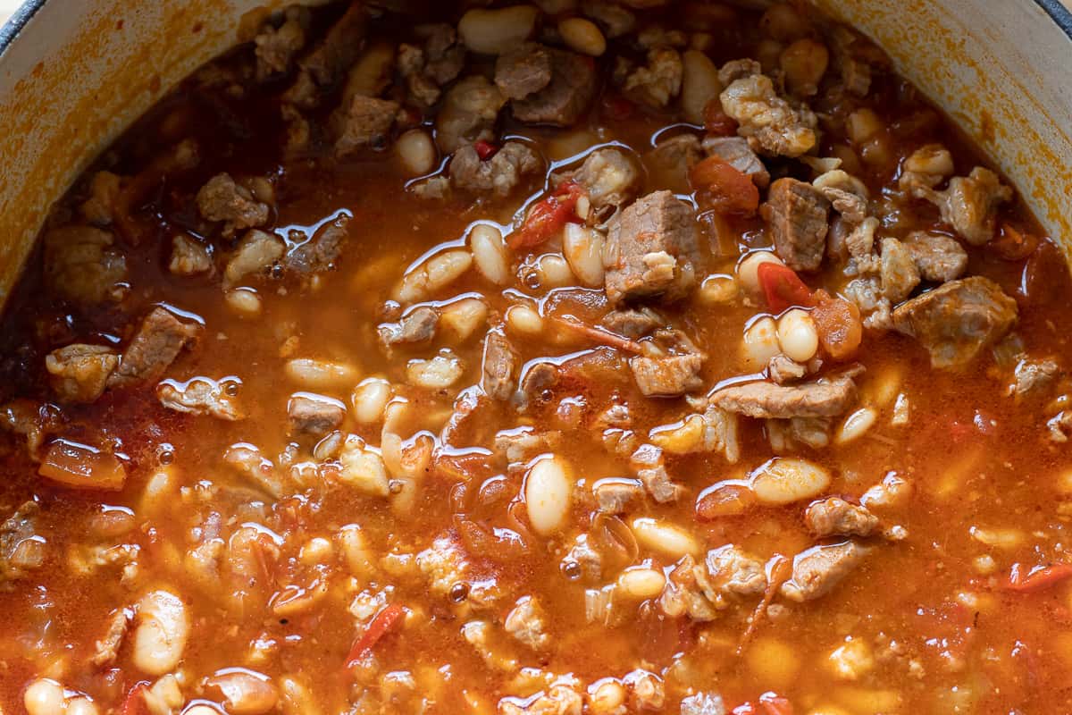 kuru fasulye is cooked until the meat is fall apart and the beans are softened