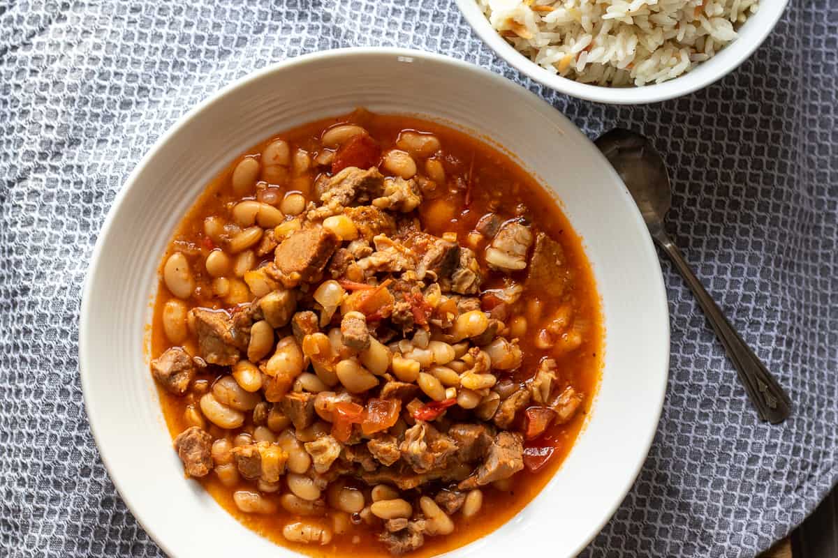 kuru fasulye is traditionally served with rice pilaf