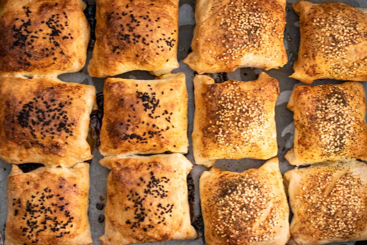 boreks are baked until golden and crispy