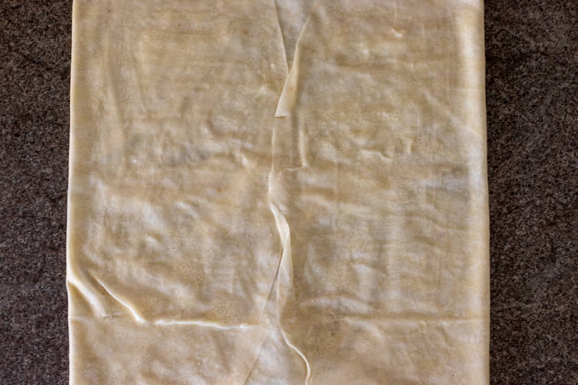 the other sides of yufka are folded to form a square